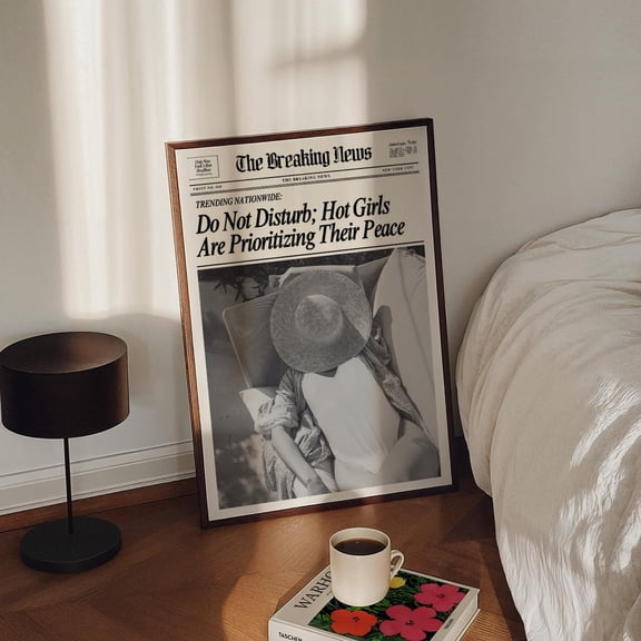 Trendy Newspaper News Art Retro Black and White Wall Decor, Unframed Paper Print Size 8x12