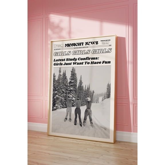 Trendy Newspaper Poster New York Times Style Poster Vintage Bar Art Retro Art Y2K Poster Dorm Decor Girls Girls Girls Poster Home Decor, 16x24 UNFRAMED