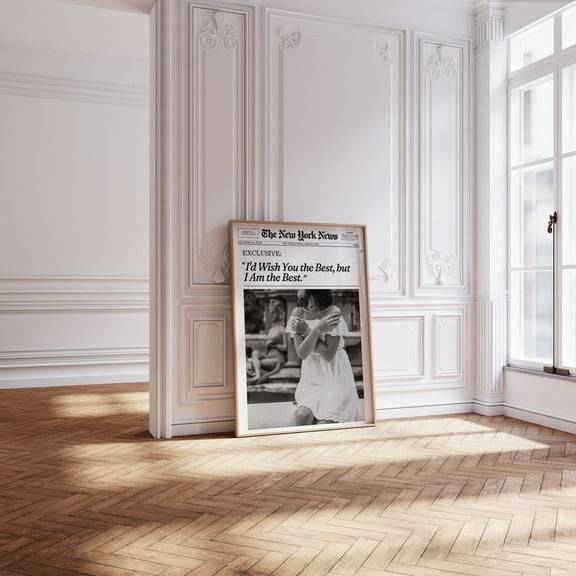 Trendy Newspaper Print, New York News Wall Art Poster, Magazine Headline, Vintage Bar Cart, Girly It Girl Retro Wall Art, Modern Wall Decor, 24x36 UNFRAMED