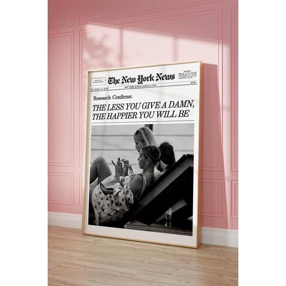 Trendy Newspaper Print, Retro Newsprint Headline Poster, Apartment Decor, Preppy Wall Art, College Dorm Decor Print Wall Art, Modern Wall Decor, 8x12 UNFRAMED