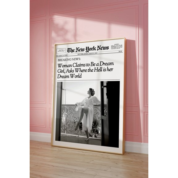 Trendy Newspaper Print, Retro Newsprint Headline Poster, Girly Apartment Decor, Preppy Wall Art, College Dorm Decor Print Wall Art, Modern Wall Decor, 8x12 UNFRAMED