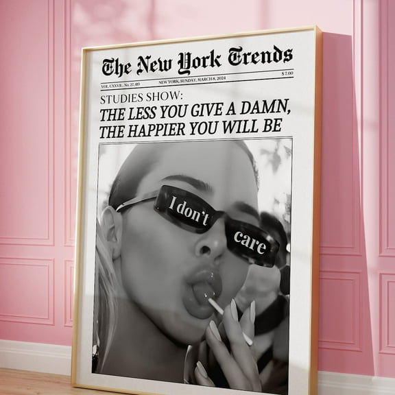 Trendy Newspaper Print, Wall Art, Magazine Headline, Retro Bar Cart, Girl Dorm Room Decor, Bathroom Decor, Poster UNFRAMED PAPER POSTER, Home Decor, Vintage Gift, Living Room Dercor
