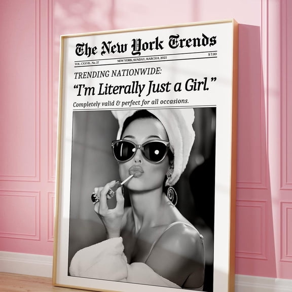 Trendy Newspaper Print, Wall Art, Retro Women Magazine Poster, Bathroom Decor, Girl Dorm Room Vintage Decor, UNFRAMED PAPER POSTER, Home Decor, Vintage Gift, Living Room Dercor