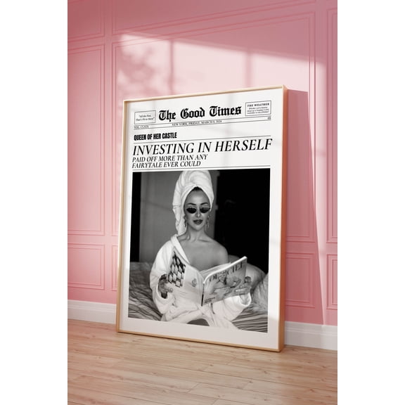 Trendy Newspaper Print Y2K Inspirational Quote Office Wall Decor, Unframed Paper Poster 8x10in