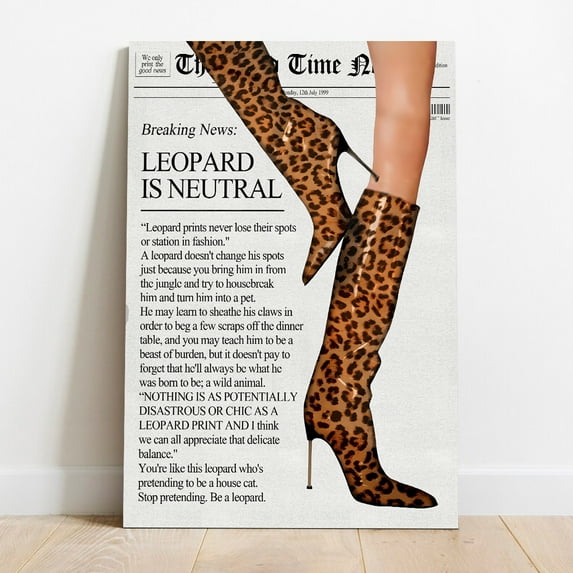 Trendy Newspaper Wall Art Pink News Wall Art Vintage Leopard Boots Poster Red Lips Wall Art Feminist Canvas Wall Art Aesthetic Preppy Dorm Decor