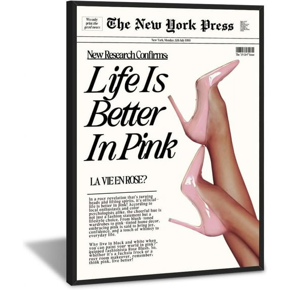 Trendy Newspaper Wall Art Vintage Leopard Boots Poster Feminist Canvas Prints Retro Fashion Bar Cart Magazine Cover Posters for Hot Girl Preppy Y2k Aesthetic Room Home Dorm Decor