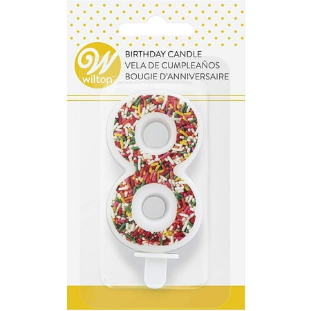 Trendy Number 8 Sprinkle Candle