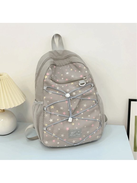 Trendy Nylon Outdoor Backpack Wear-resistant Star Print School Bag Korean Style Large Capacity Backpack Students