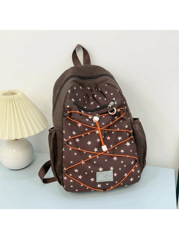 Trendy Nylon Outdoor Backpack Wear-resistant Star Print School Bag Korean Style Large Capacity Backpack Students