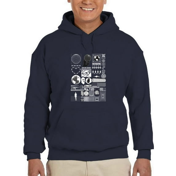 Trendy Objects Rave Style Hoodie Men -Image by Shutterstock, Male Medium