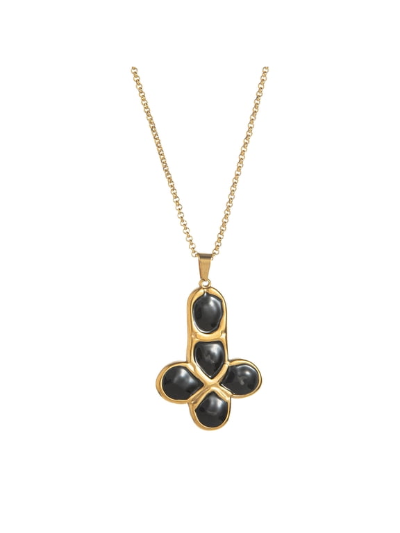 Trendy Oil Drip Crucifix Necklace, Adjustable Stainless Steel Chain Jewelry Women & Men Unisex