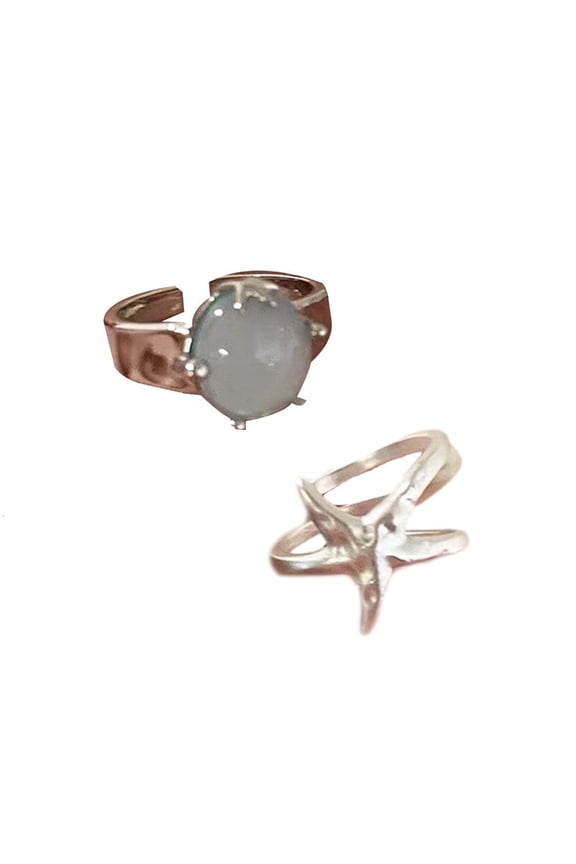 Trendy Open Band Rings Pair Unique Marine Life Designs Comfortable Wear Alloy Portable for Beach Vacation Outfits