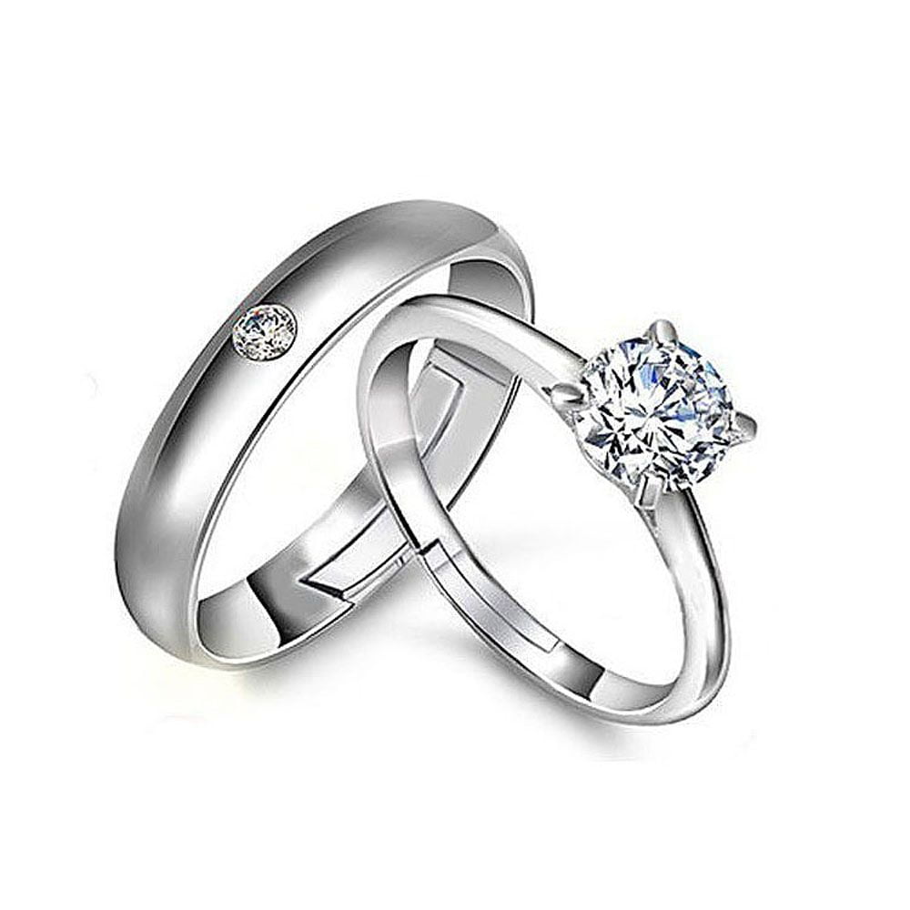 925 Silver Couple Rings, Matching Rings, Promise Rings, Adjustable Rings  EM356 | eBay