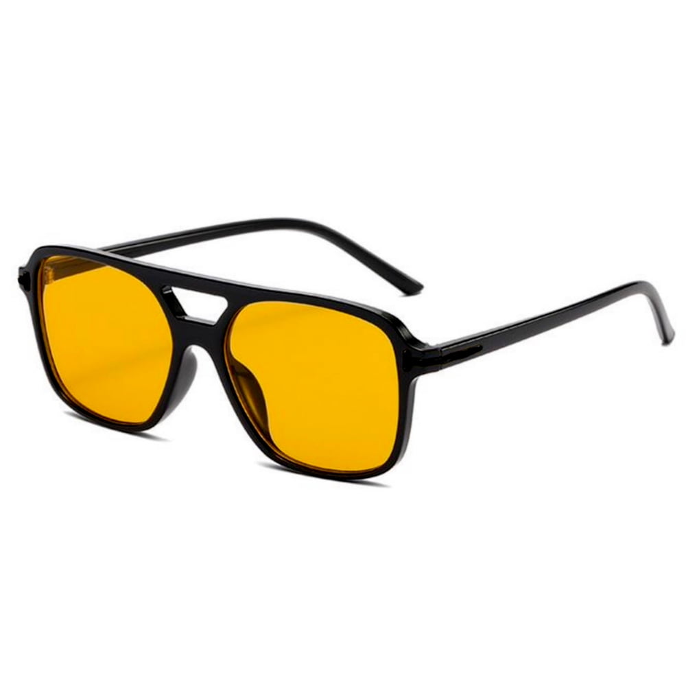 Trendy Orange Yellow Tint Lens Aviator Women Men 70s Glasses Retro Oversized Sunglasses