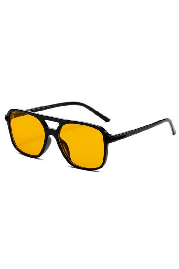 Trendy Orange Yellow Tint Lens Aviator Women Men 70s Glasses Retro Oversized Sunglasses