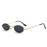 Trendy Oval Retro Metal Sunglasses Men UV400 Protection Vintage Sun Glasses Small Frame Punk Eyepiece Cyberpunk Eyewear