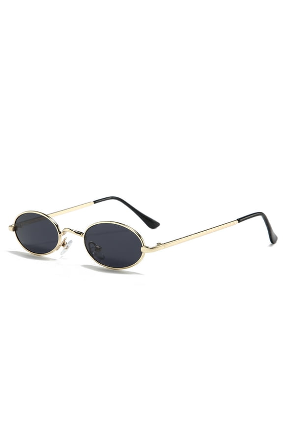 Trendy Oval Retro Metal Sunglasses Men UV400 Protection Vintage Sun Glasses Small Frame Punk Eyepiece Cyberpunk Eyewear