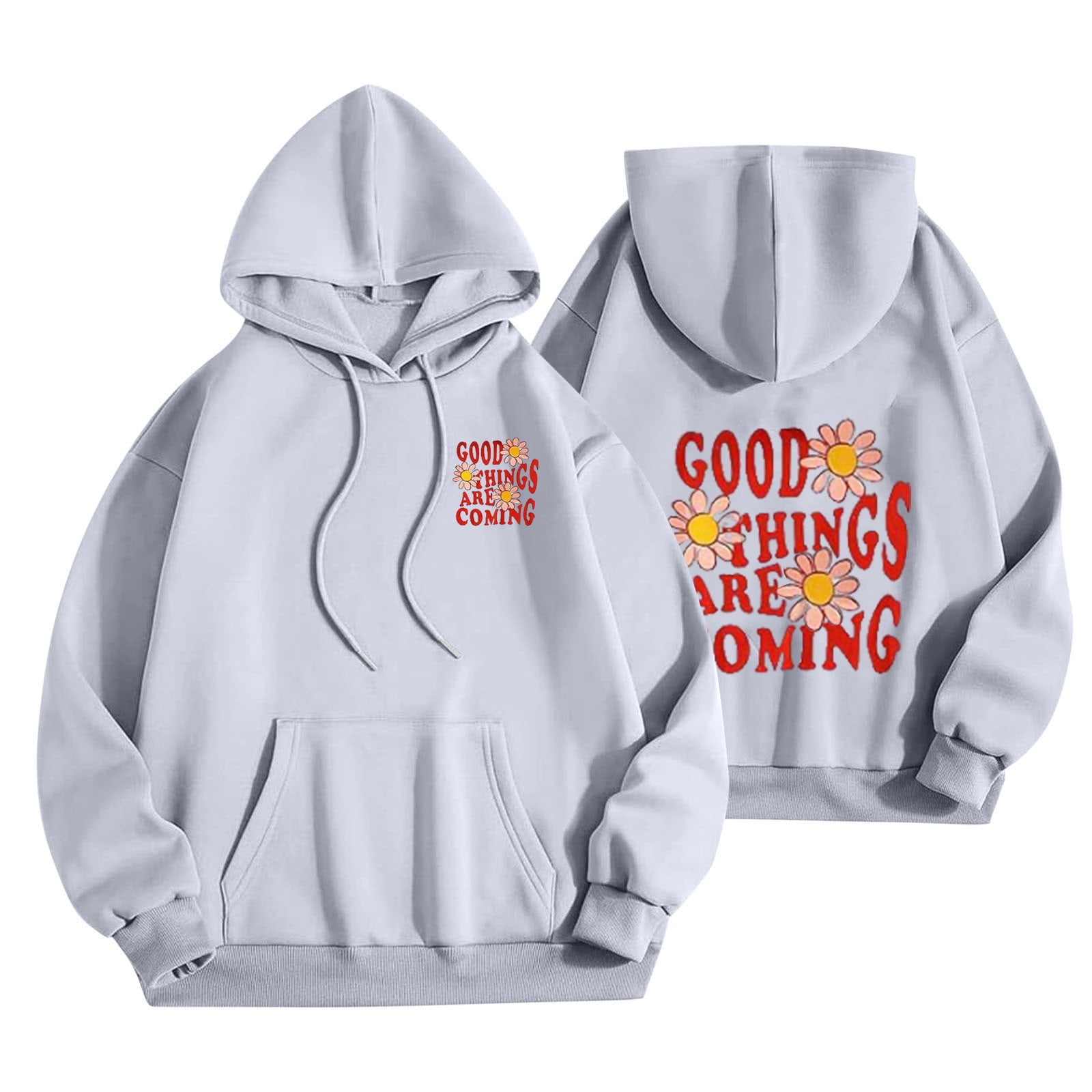 Trendy Oversized Hoodies for Women with Funny Sayings Letter Front