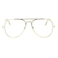 thumbnail image 1 of Trendy Oversized Officer Style Tear Drop Shape Metal Clear Lens Eyeglasses Shiny Gold, 1 of 4