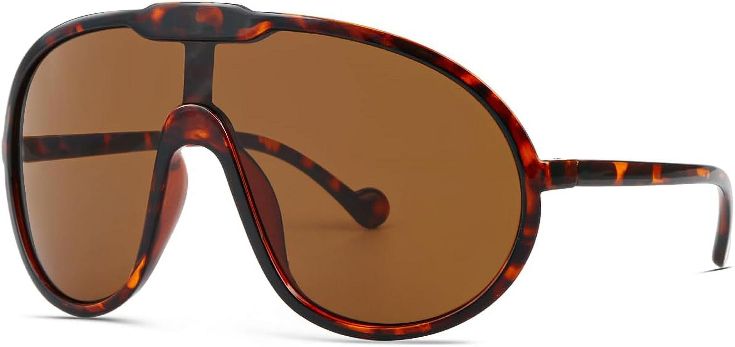 Trendy Oversized Sunglasses Fashion Shield Aviator Sun Glasses UV400 Protection Wide Oversized Sunglasses Wrap Around Shield Oval Butterfly  main image 2