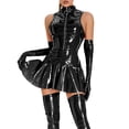 thumbnail image 1 of Trendy PU Leather Bodysuit for Women Form-Fitting Party Outfit Nightclub Dress Sexy for, 1 of 2
