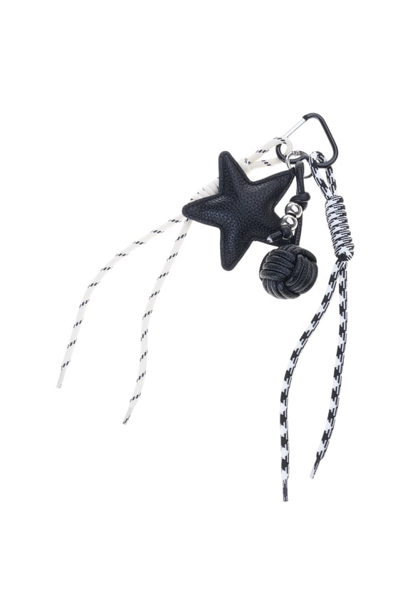 Trendy PU Leather Star Keychain with Braided Rope Fashionable Key Accessory Handmade Bag Charm for Trendsetters