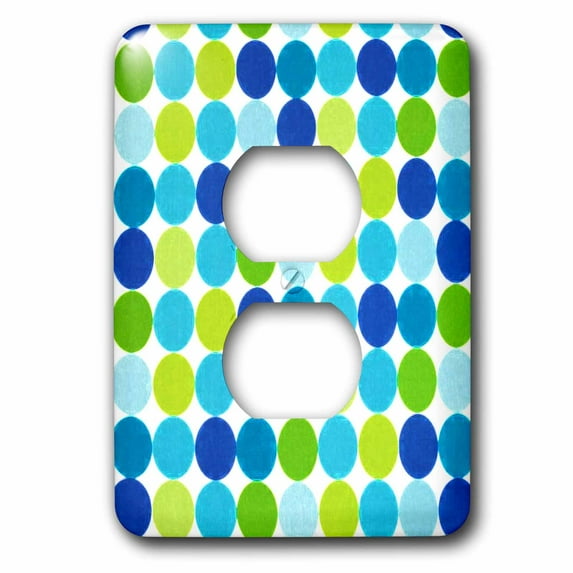 3dRose, Trendy Painted Large Blue n Green Dots, 2 plug outlet cover