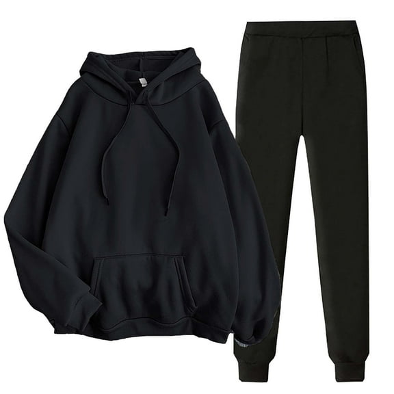 Trendy Pant Suits for Women New Womens Sweatsuits 2 Piece Set Fleece Long Sleeve Hooded Sweatshirt and Pant Tracksuits Soft Comfy Jogging Outfits Navy 3XL