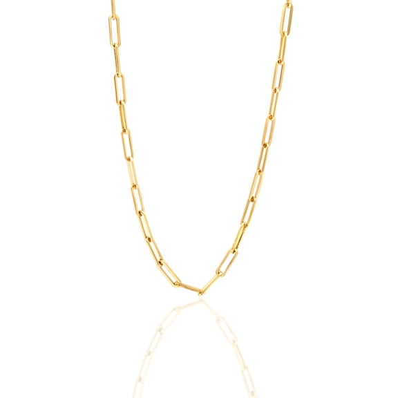 Trendy Paper Clip Chain Necklace 18 Inch Gold Tone Stainless Steel Link Chain Jewelry Necklace Gold