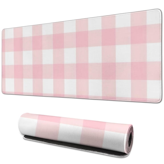 Trendy Pastel Checkered Mouse Pad with Boho Appeal - Anti-Slip Rubber Base, Perfect for Computers & Laptops, Large 31.5x11.8in - Elevate Your Home Office Aesthetic