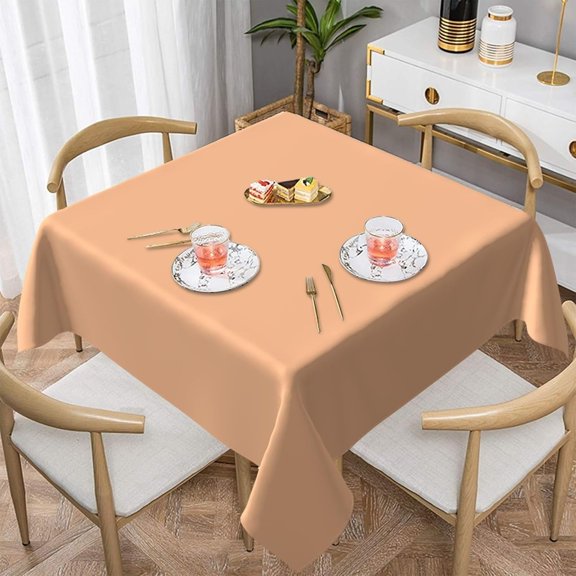 Trendy Peach Solid Color Classic Elegant Soft Tablecloth Square Dinng Table Covers for Kitchen & Table Linens 60" x 60"