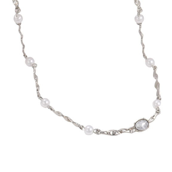 Trendy Pearls Necklace With Sturdy Alloy Zircon Embellishments Portable Jewelry Accessory for Social Event Daily Use