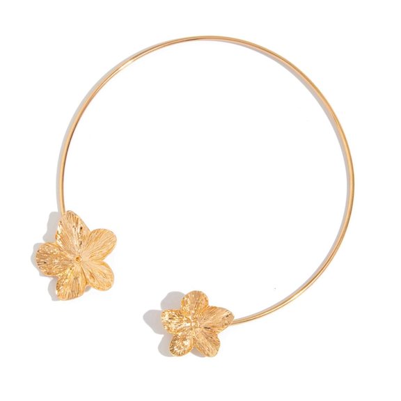 Trendy Pendant Necklace Open Cuff Beach Jewelry For Women Tone Stackable Chain