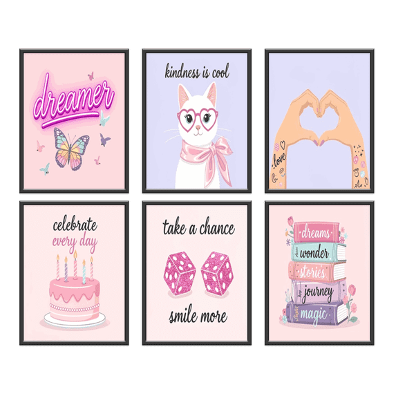 Trendy Pink Bows Wall Art Coquette Posters for Room Decor Aesthetic Watercolor Light Pink Bow Canvas Prints Preppy Wall Decor Pictures for Girly College Decoration Unframed 8x10in