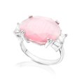 Montone Rang Trendy Pink Moonstone Statement Ring with CZ Accents - Size 4 Jewelry ...