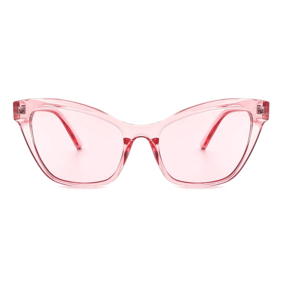 Trendy Pink Transparent Cat Eye Sunglasses - Light Pink Lens UV Blocking Summer Beach Fashion Eyewear