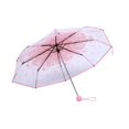 thumbnail image 1 of Trendy Pink Transparent Folding Umbrella, Cute Cherry Blossom Pattern, Windproof Portable Rain Umbrella, Manual Operation, 36.6 inches / 93 cm Canopy Diameter, 1 of 9