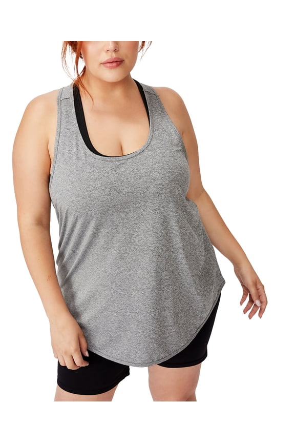 Trendy Plus Size Active Training Tank Top Salt And Pepper 18W