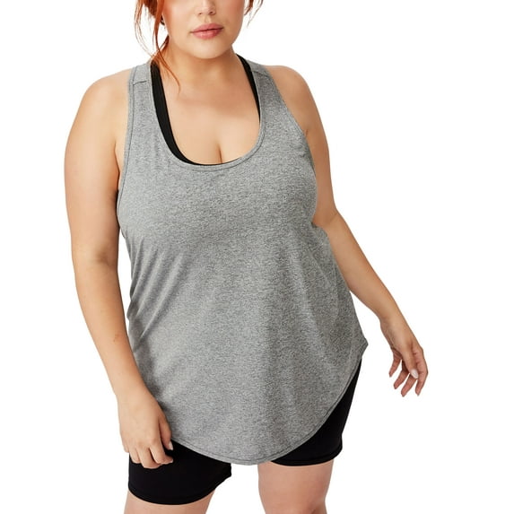 Trendy Plus Size Active Training Tank Top Salt And Pepper 18W
