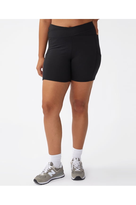 Trendy Plus Size Active Ultra Soft Pocket Bike Shorts Ultra Black 14W