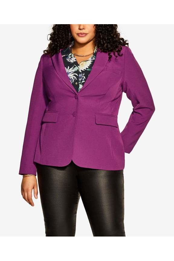 Trendy Plus Size Brittany V-neck Jacket Magenta 22W