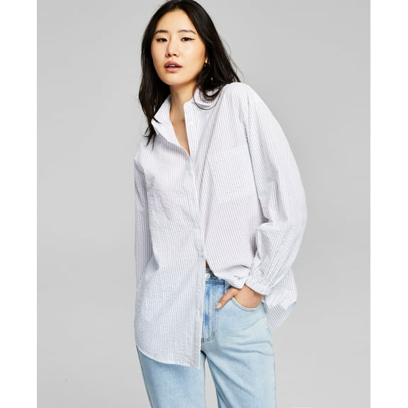 Trendy Plus Size Button-Up Shirt Black White Stripe 4X