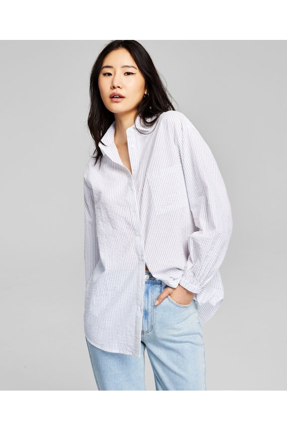 Trendy Plus Size Button-Up Shirt Black White Stripe 4X