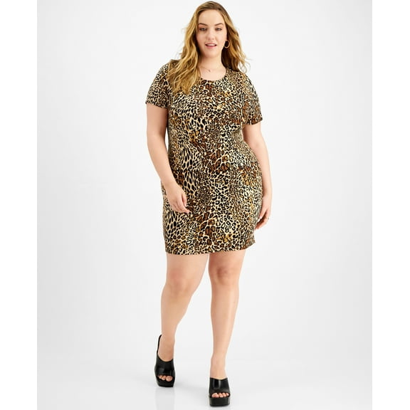 Trendy Plus Size Cheetah-Print Mini Dress Charm Cheetah 2X