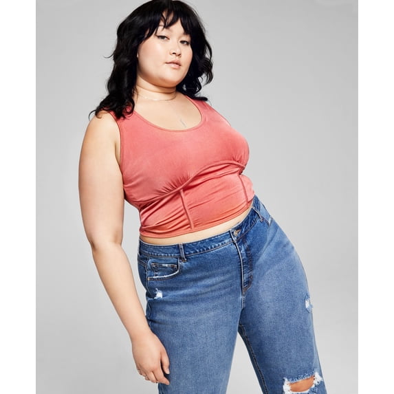 Trendy Plus Size Corset Tank Top Rouge 3X
