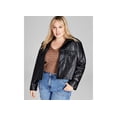 thumbnail image 1 of Trendy Plus Size Cropped Faux-Leather Shacket Black 2X, 1 of 1