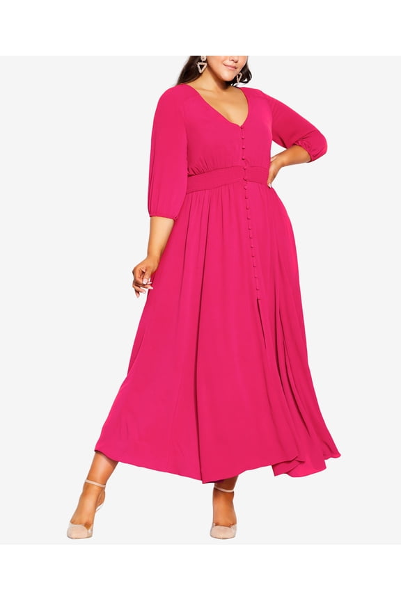Trendy Plus Size Desire Maxi Dress Raspberry 24W
