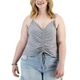 thumbnail image 1 of Trendy Plus Size Drawstring Ruched Tank Heather Grey 2X, 1 of 1