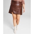 thumbnail image 1 of Trendy Plus Size Faux Leather Mini Skirt Chocolate Brown 3X, 1 of 1