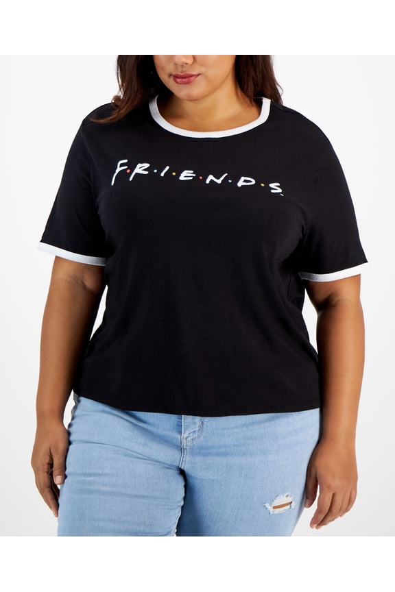 Trendy Plus Size Friends Graphic T-Shirt Black/White 3X